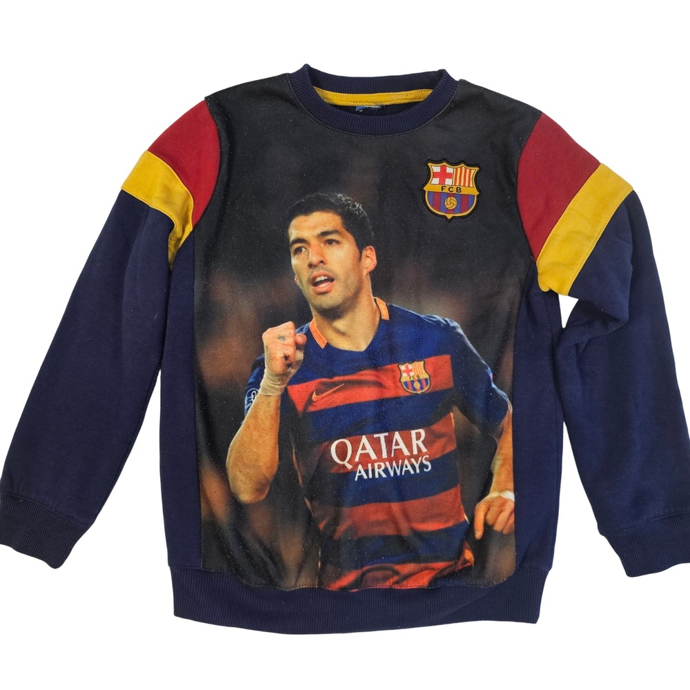 FC Barcelona Luis Suarez Graphic Sweatshirt Navy Blue Youth Soccer Pullover